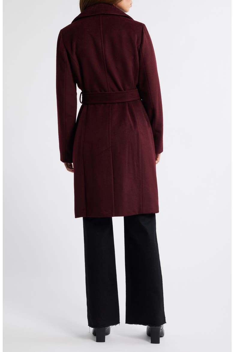 Belted Wool Blend Coat, Alternate, color, MERLOT