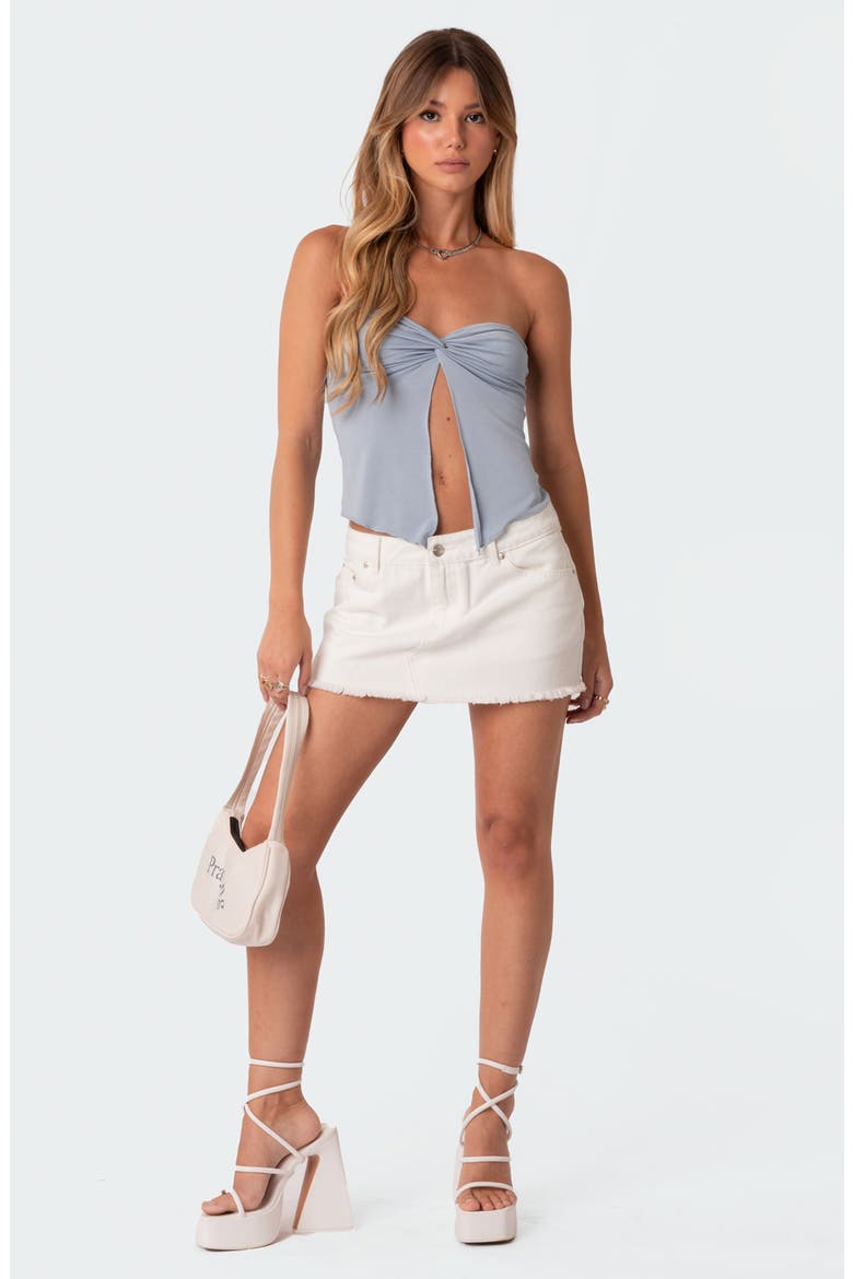 Twist Split Front Tube Top, Alternate, color, BLUE