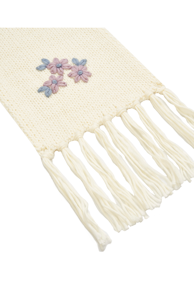 Fable England Forget-Me-Not Knitted Scarf, Alternate, color, Cream
