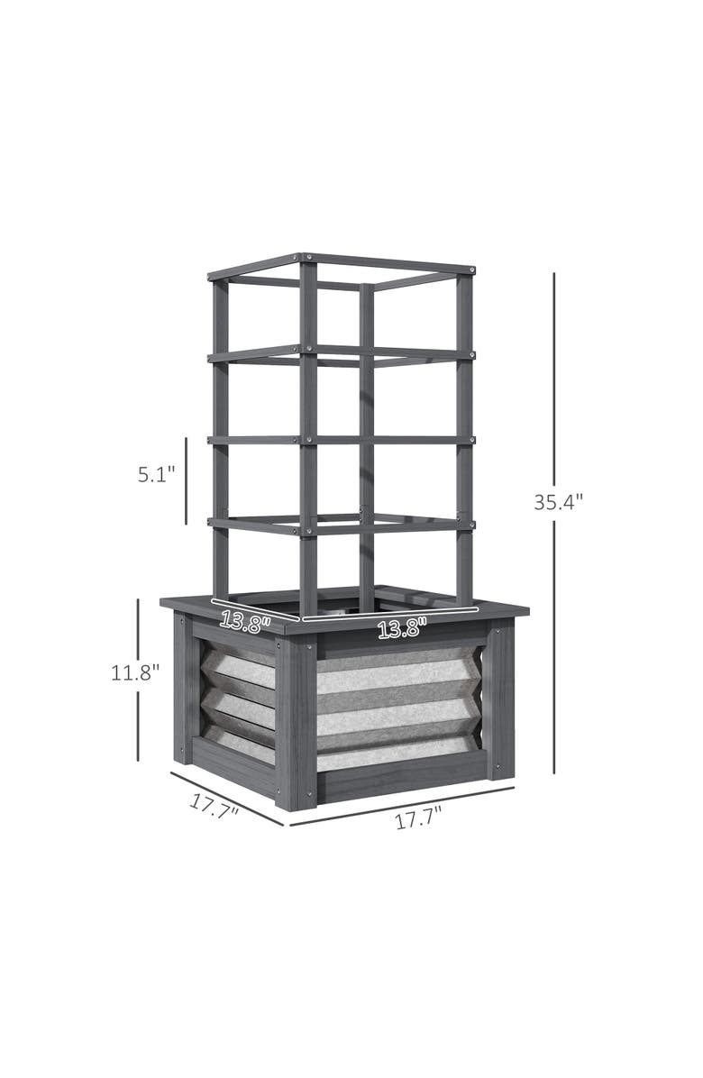 Outsunny Raised with Steel Sides, Raised Garden Bed, Alternate, color, Gray