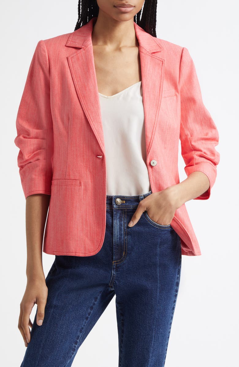 Cinq à Sept Khloe Denim Blazer, Main, color, Cherry Lemon