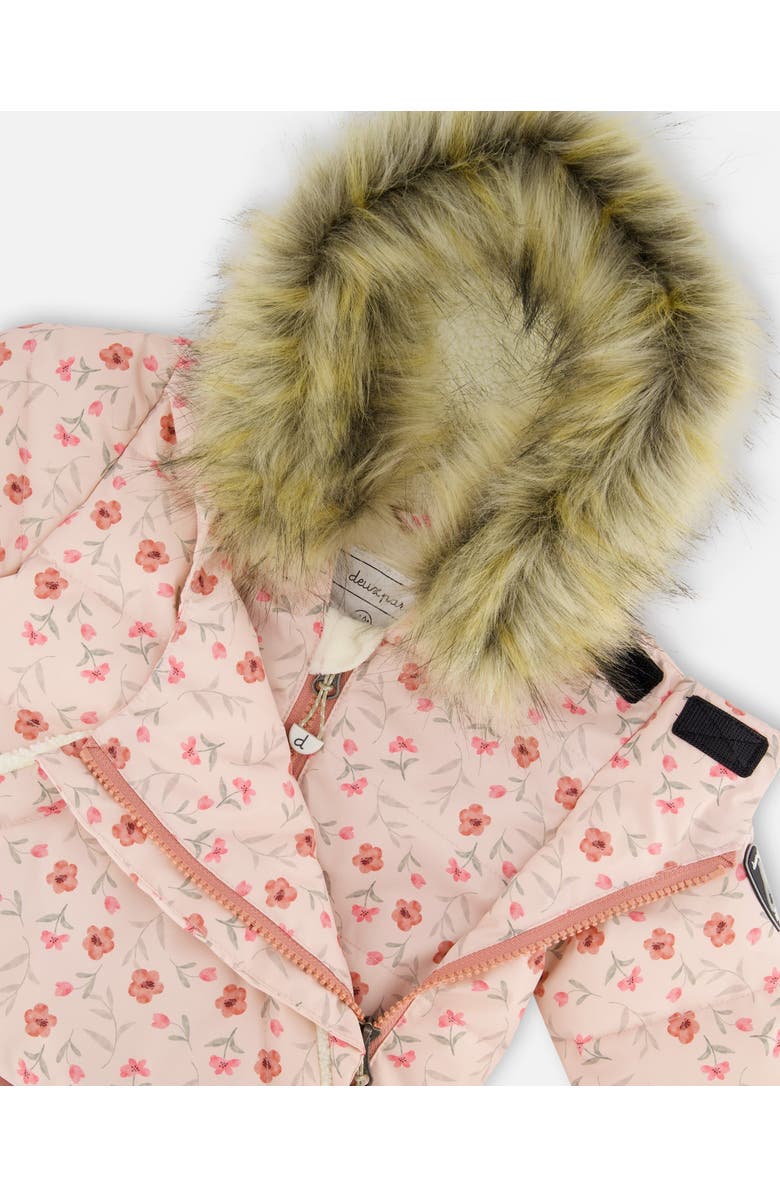 Deux par Deux One-Piece Snug Snowsuit Designed for Car Seat, Alternate, color, Pink Mini Flowers