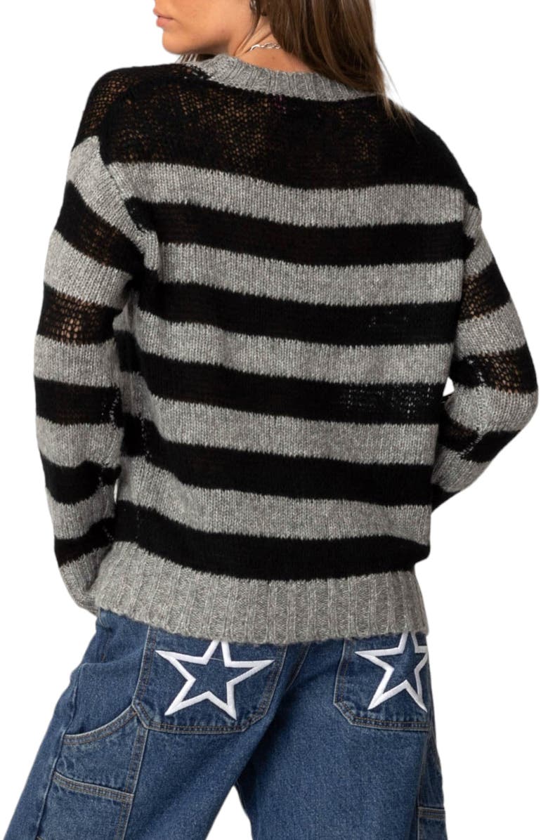 EDIKTED Stripe Sweater, Alternate, color, Black/Grey