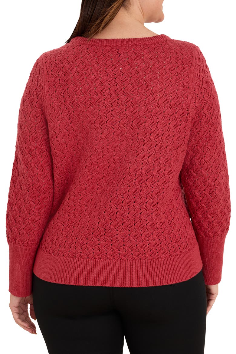 Sterling Shimmer Pointelle Stitch Sweater, Alternate, color, RED MAPLE