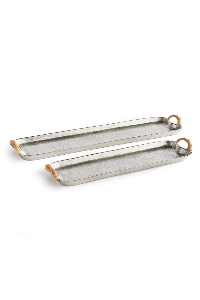 Helena Decorative Long Trays Set of 2, Main, color, Silver
