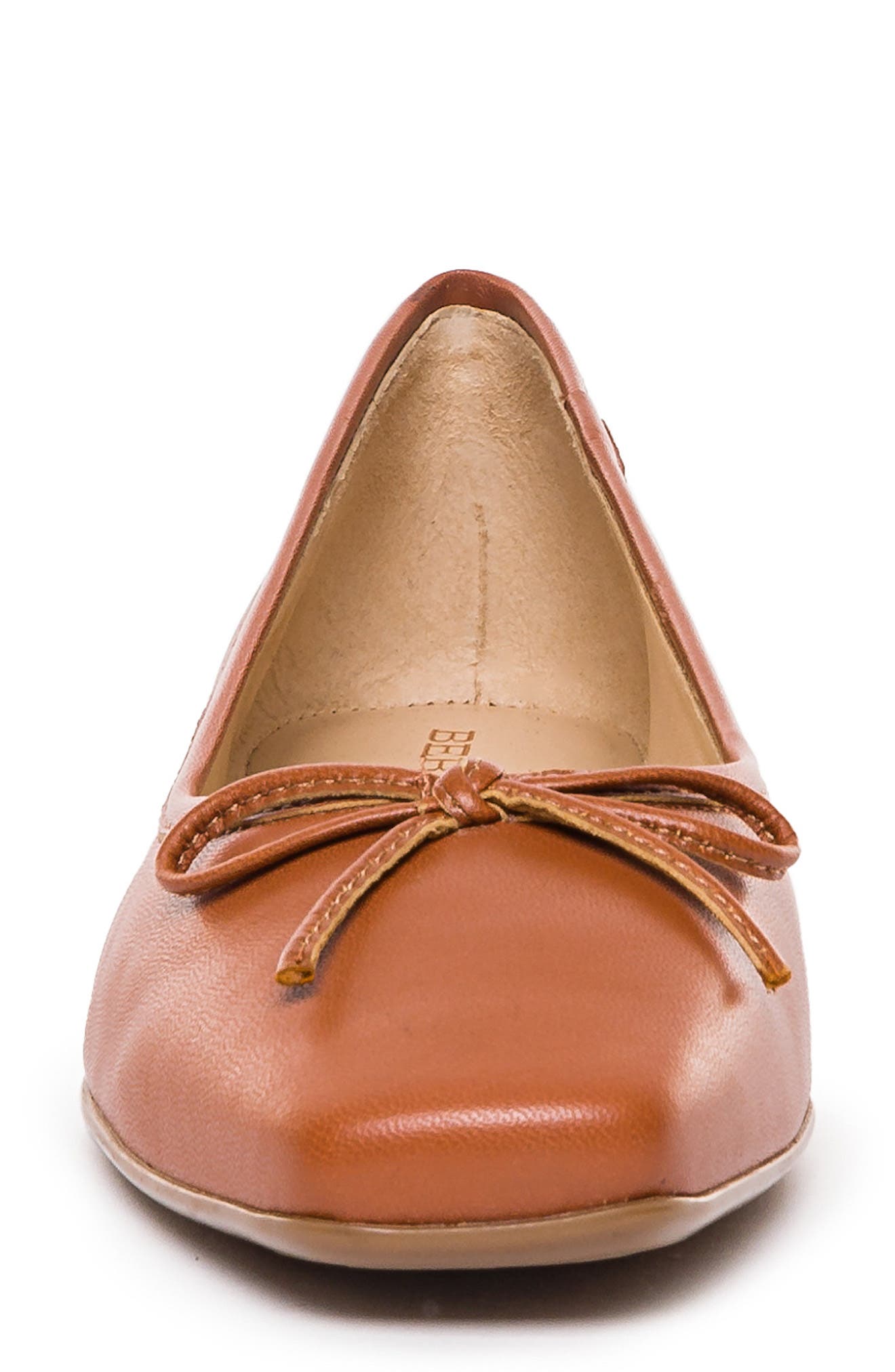 Bernardo Footwear Square Toe Ballet Flat, Alternate, color, Luggage Nappa