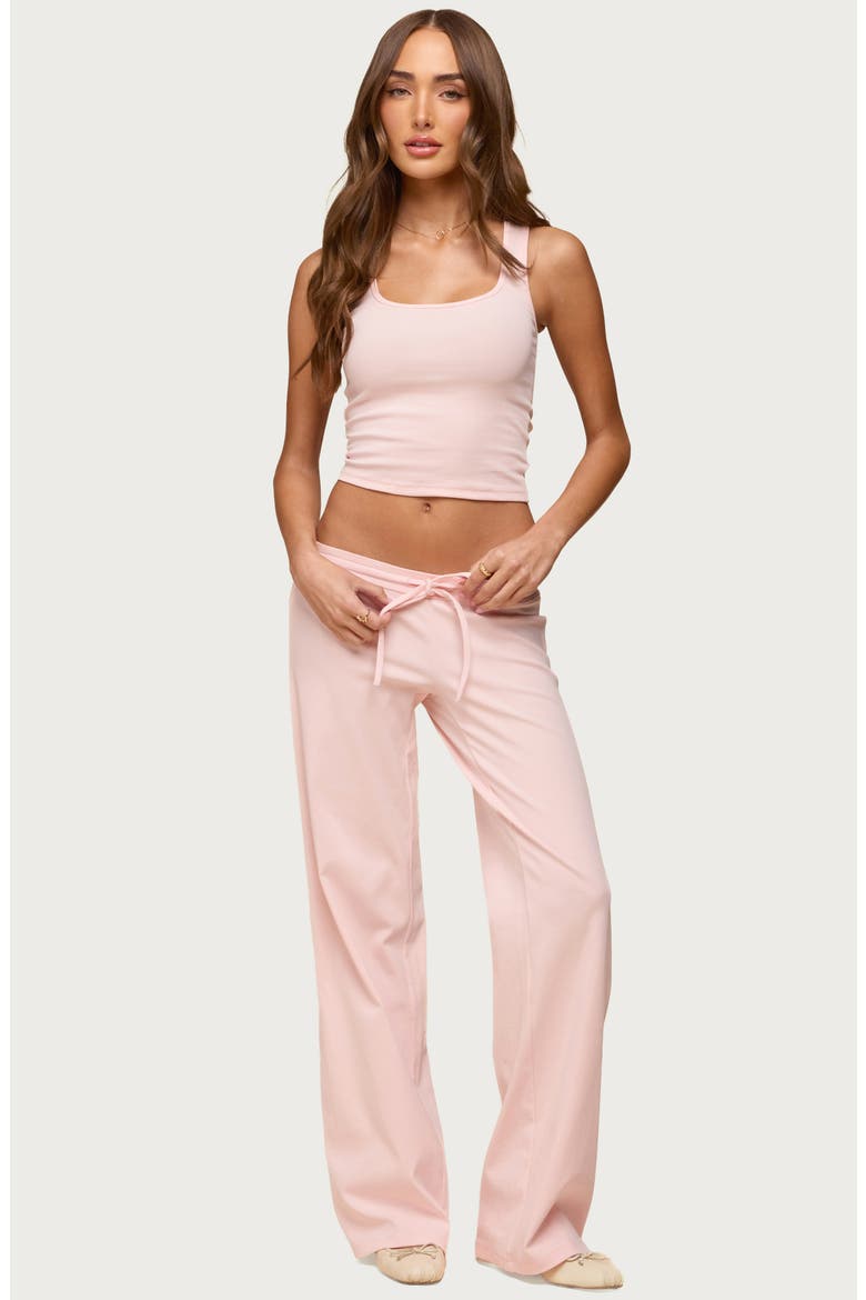 Claudia Stretch Cotton Straight Leg Drawstring Pants, Alternate, color, LIGHT-PINK