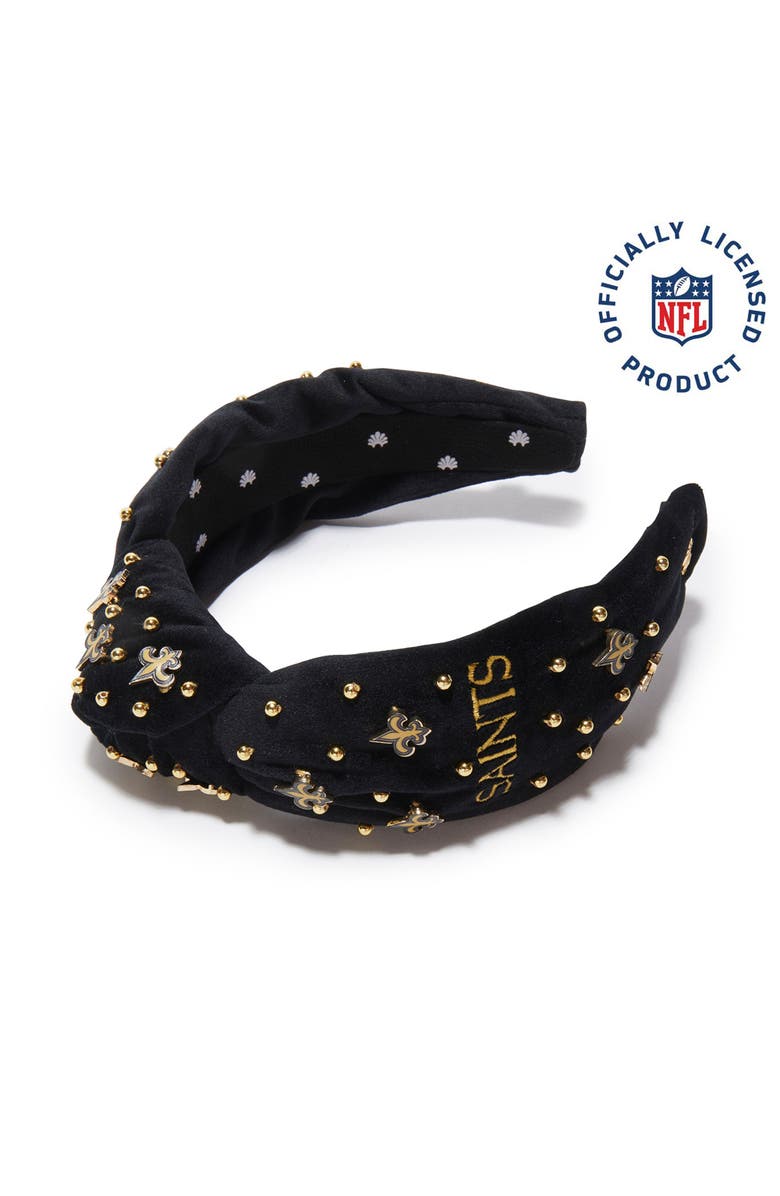Lele Sadoughi New Orleans Saints Embellished Knotted Headband, Main, color, Jet 001