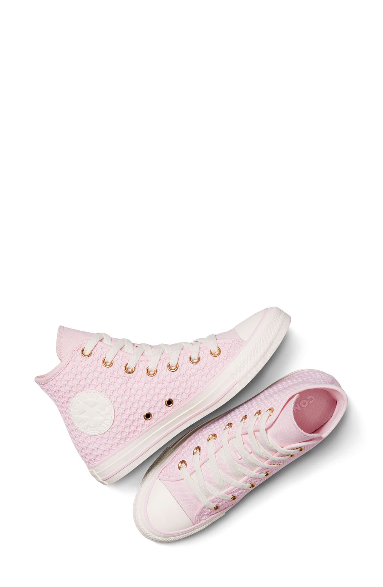 Converse Chuck Taylor All Star Canvas & Knit High Top Sneaker, Alternate, color, Sugar Berry/ Egret/