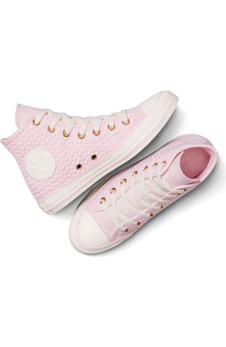 Converse Chuck Taylor All Star Canvas & Knit High Top Sneaker, Alternate, color, Sugar Berry/ Egret/