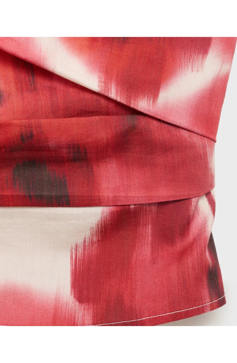 MANGO Floral Strapless Cotton Top, Alternate, color, Ecru