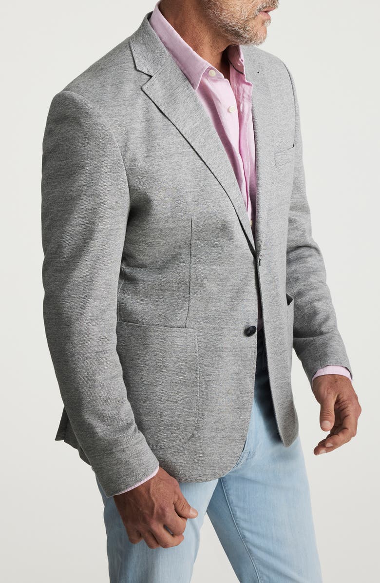 34 Heritage Matteo Slim Fit Grey Mélange Cotton & Linen Piqué Sport Coat, Alternate, color, Gray