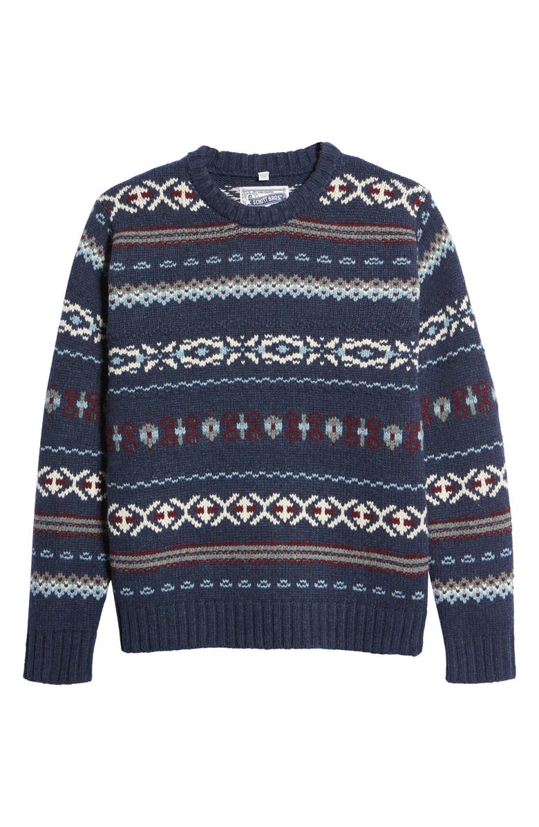 Schott NYC Fair Isle Crewneck Wool Blend Sweater, Alternate, color, 