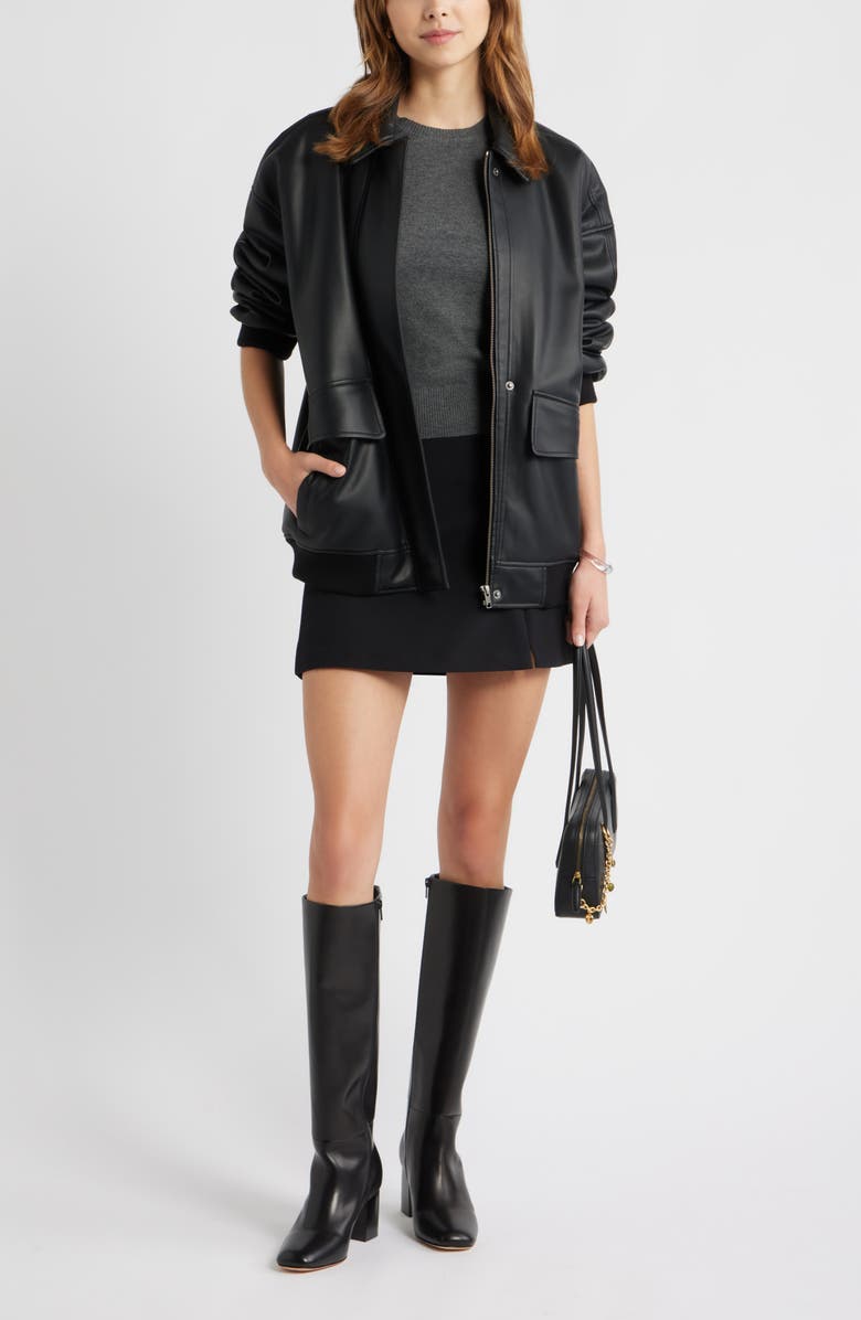 Open Edit The Icon A-Line Miniskirt, Alternate, color, Black