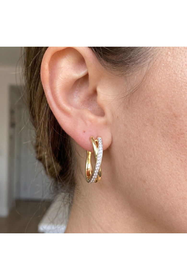 1/2Ct Diamond Hoops Gold 10grams Lab Grown 1" Tall Women's Earrings, Alternate, color, 10k Yellow Gold