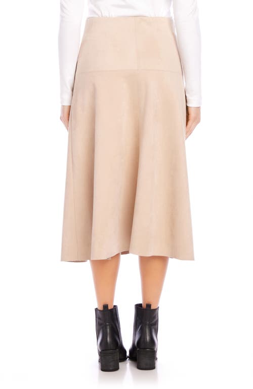 Karen Kane Faux Suede Midi A-line Skirt In Almond