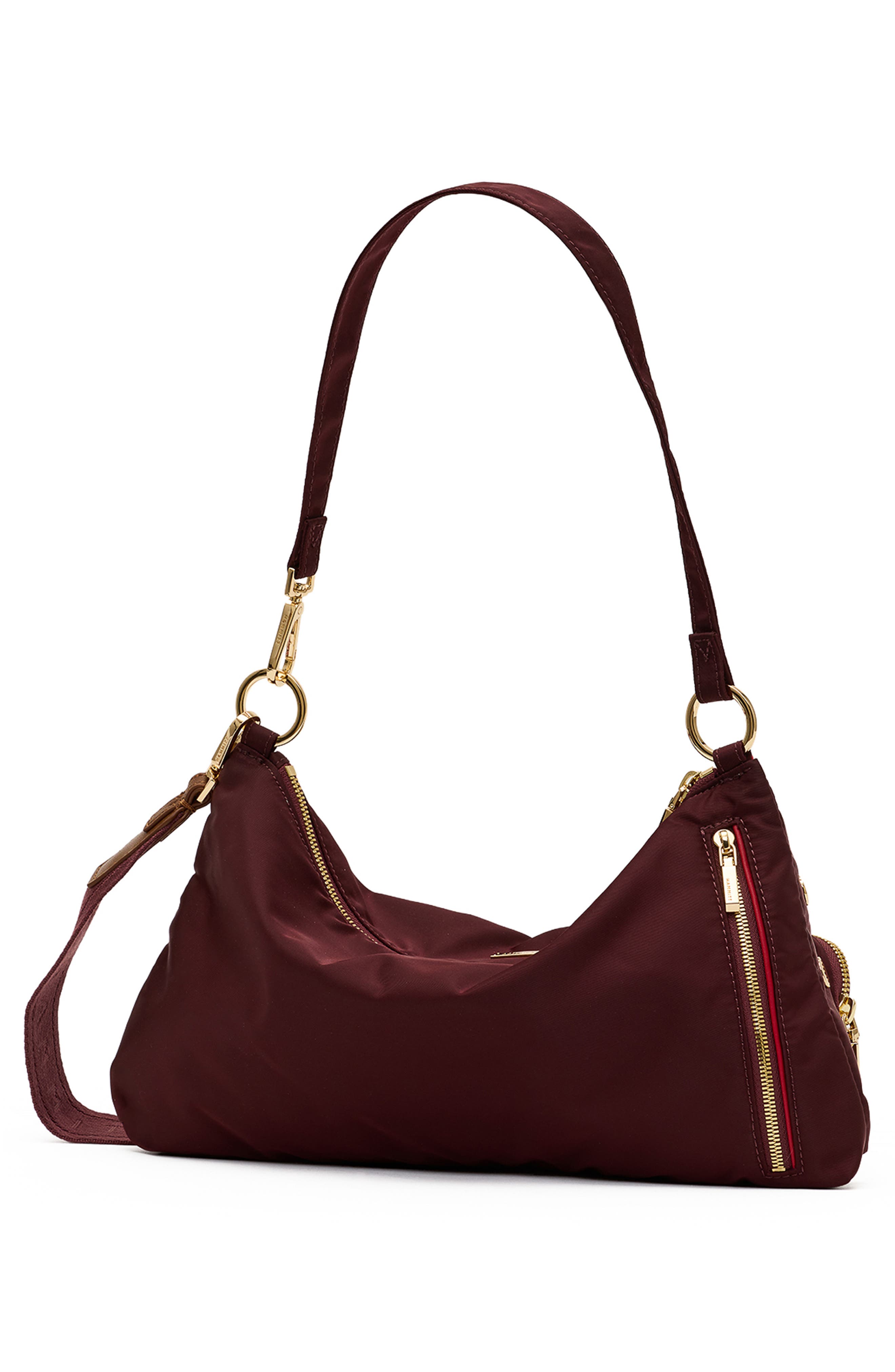 Kyle Medium Nylon Hobo Bag, Alternate, color, WINE NYLON/ GOLD