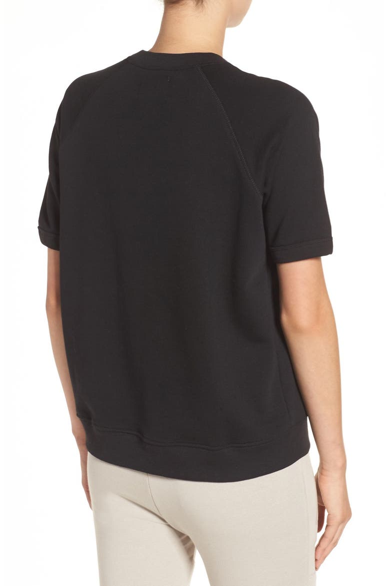 'Cara' Short Sleeve Sweatshirt, Alternate, color, BLACK