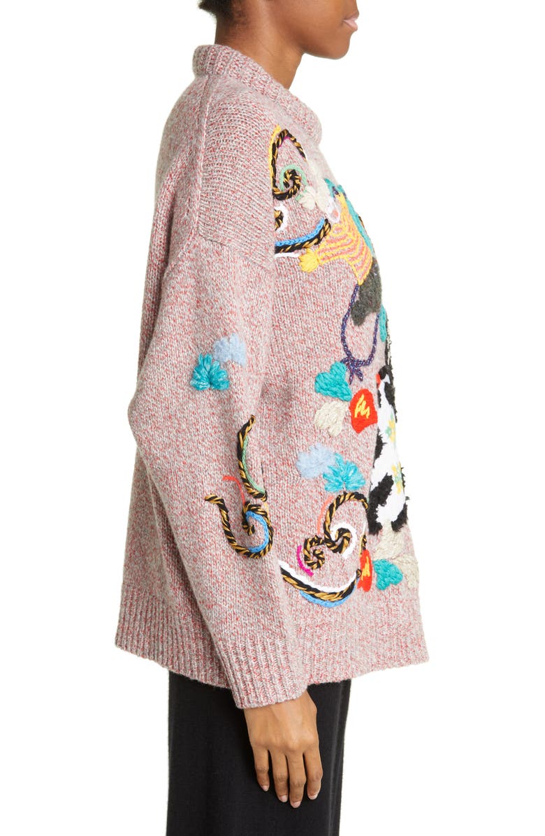 YanYan Lunar New Year 2023 Bunny Embroidered Wool Blend Sweater, Alternate, color,