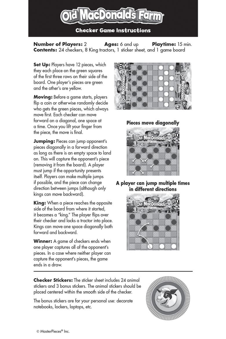 Old MacDonald's Farm Checkers Board Game, Alternate, color, Multicolor