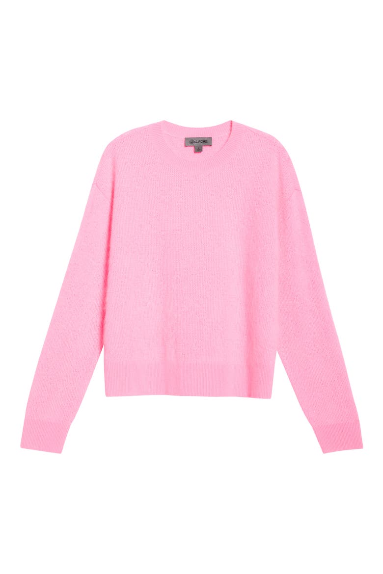 Pointelle Brushed Cashmere Crewneck Sweater, Alternate, color, CANDY
