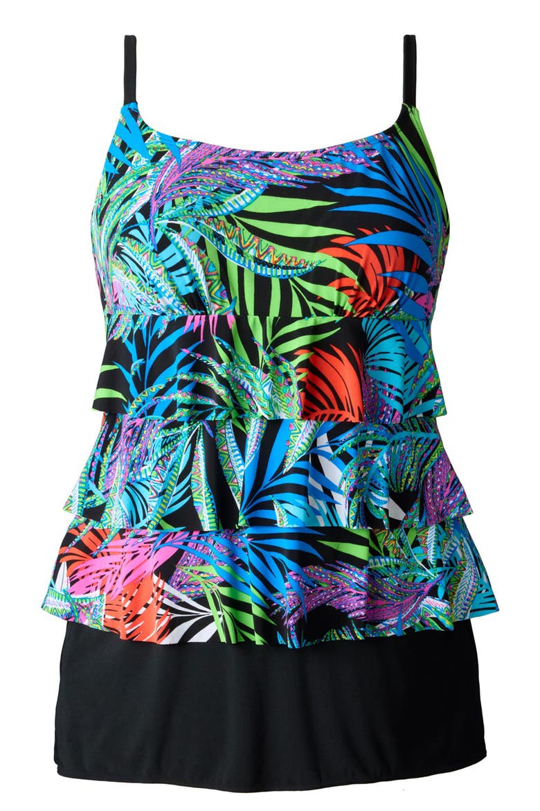 Faux Ruffle Skirtini Long Torso Swimsuit, Alternate, color, Jungle Boogie