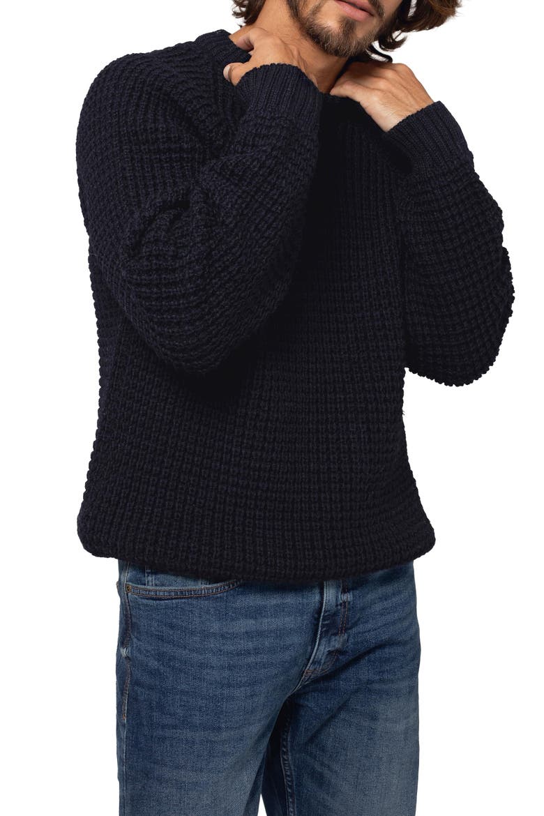 British Waffle Stitch Crew, Alternate, color, DARK NAVY