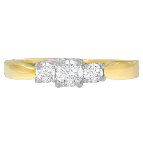14K Two-Toned Gold 1/2 CTTW Round-cut Diamond Ring