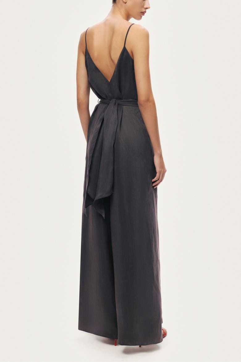 V-Neck Spaghetti Strap Jumpsuit, Alternate, color, Anthracite
