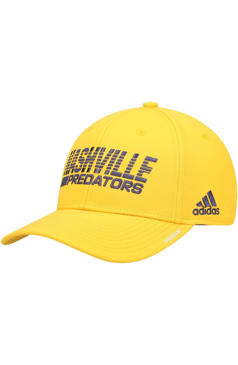 adidas Men's adidas Gold Nashville Predators 2021 Locker Room AEROREADY Flex Hat, Main, color, Gold