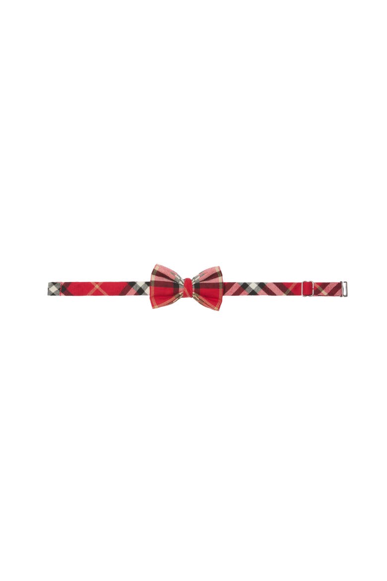 Kids' Check Cotton Flannel Bow Tie, Alternate, color, Poppy red