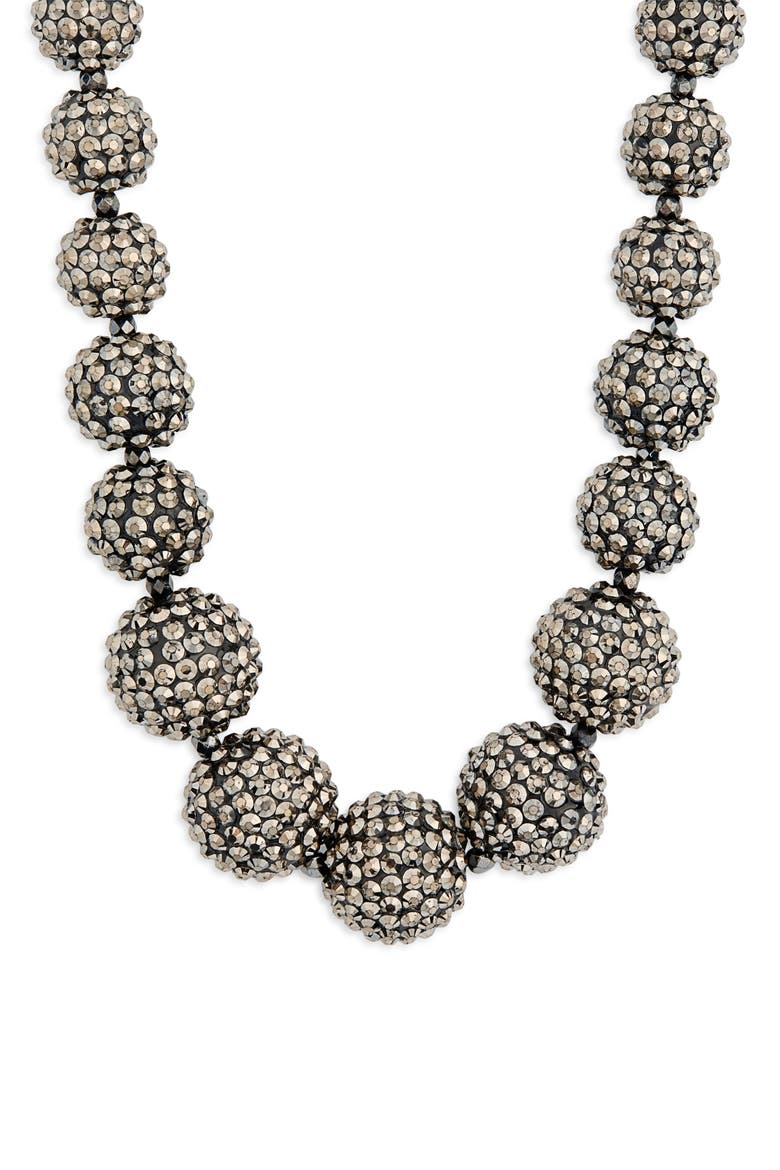 Pavé Ball Necklace, Main, color, GUN METAL