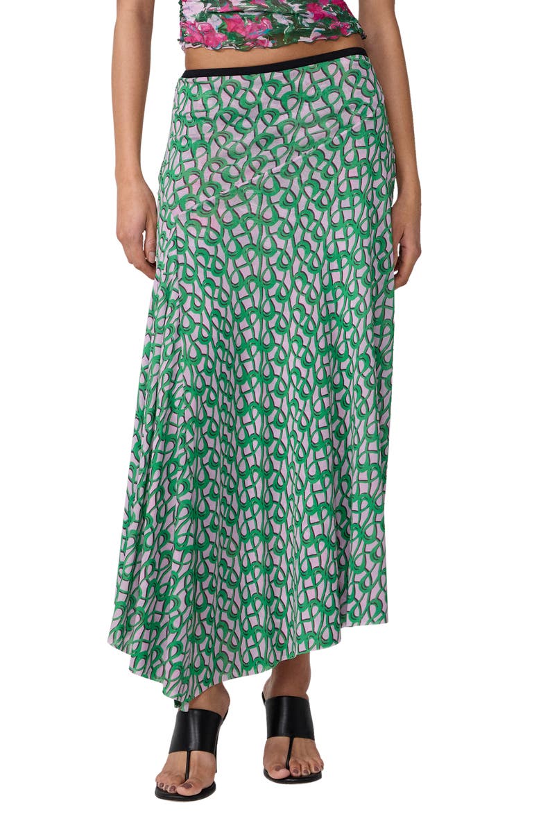Diane von Furstenberg Hedi Print Asymmetric Maxi Skirt, Alternate, color, Provence Gossip Pink