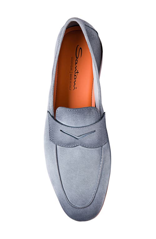 Santoni Carlos Penny Loafer In Grey/grey