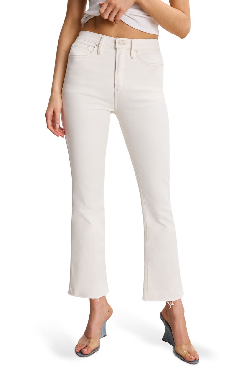 Good American Good Standard Kick Flare Jeans, Main, color, Cloud White001
