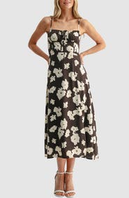 All in Favor Floral Spaghetti Strap Midi Dress