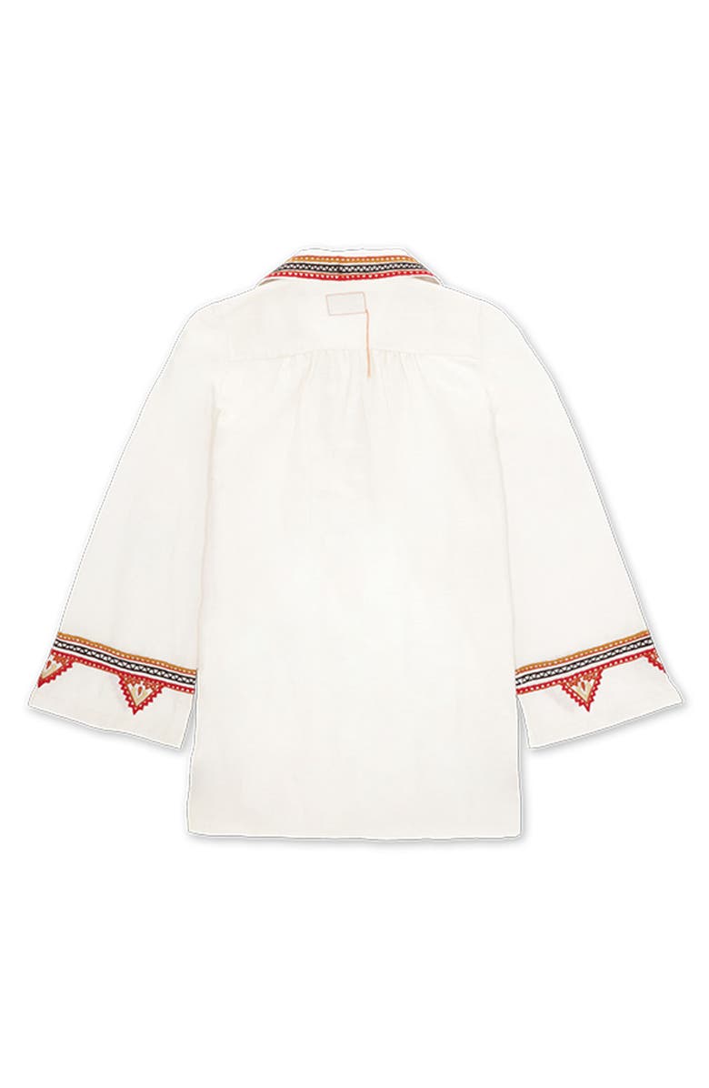 Fortela Gea Line Embroidered Short Dress, Alternate, color, Off White