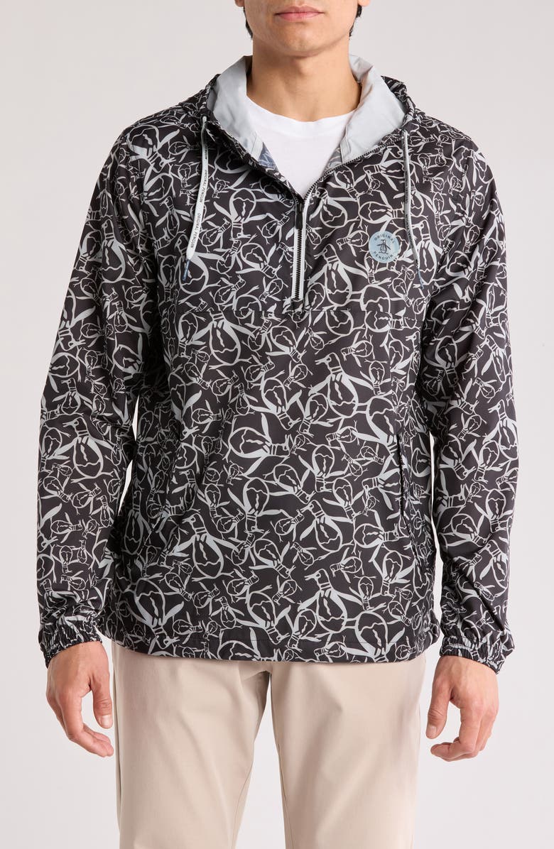 Original Penguin Trademark Quarter Zip Hoodie, Main, color, 