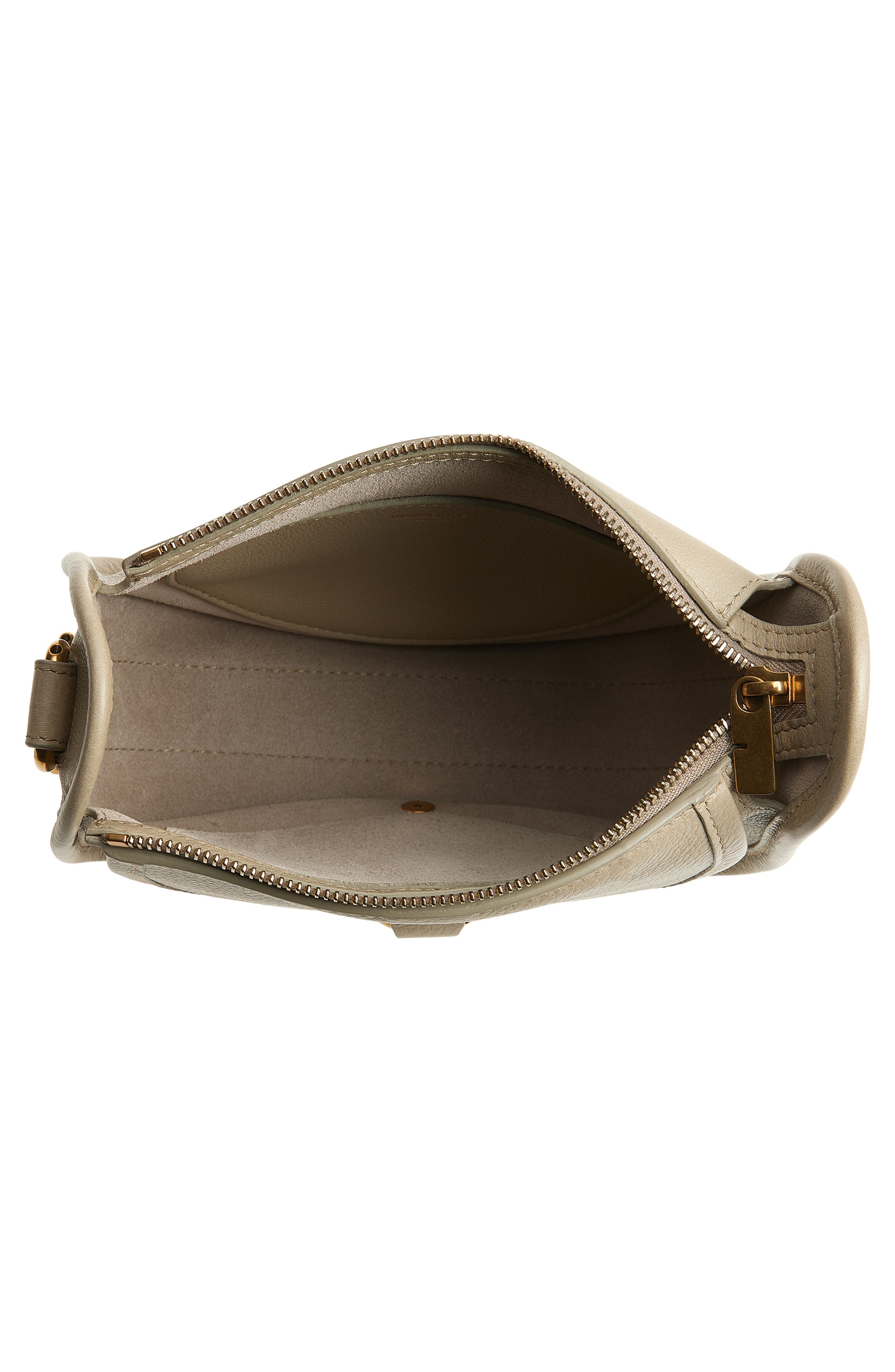 Burberry Mini B Clip Messenger Bag, Alternate, color, Mushroom