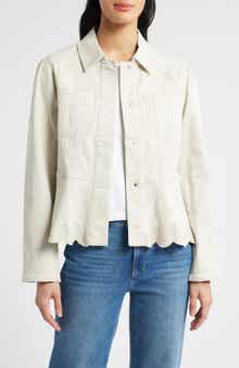 Wit & Wisdom Puff Shoulder Peplum Denim Jacket
