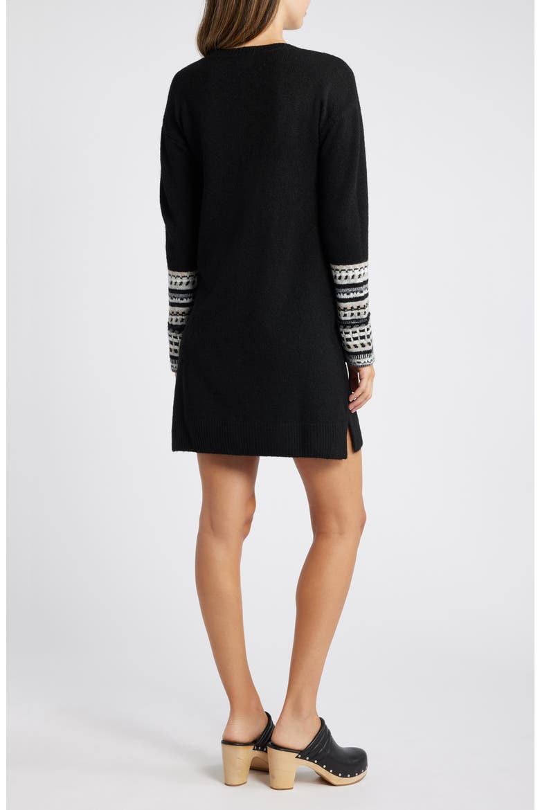Sadie Long Sleeve Sweater Minidress, Alternate, color, BLACK