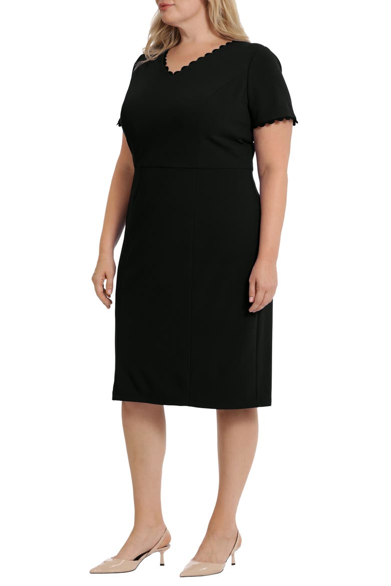 Short Sleeve Midi Sheath Dress, Alternate, color, BLACK