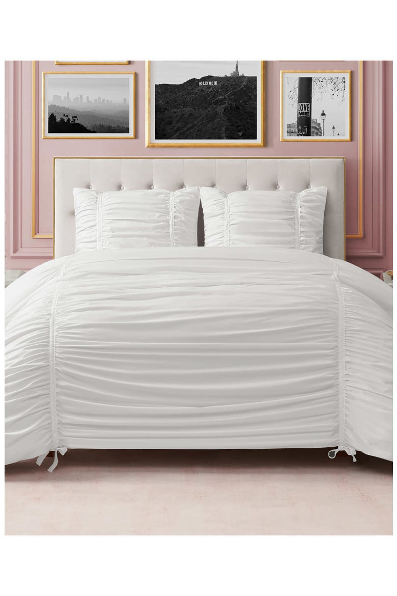 Ribbon Ruched Comforter & Sham Set, Alternate, color, WHITE