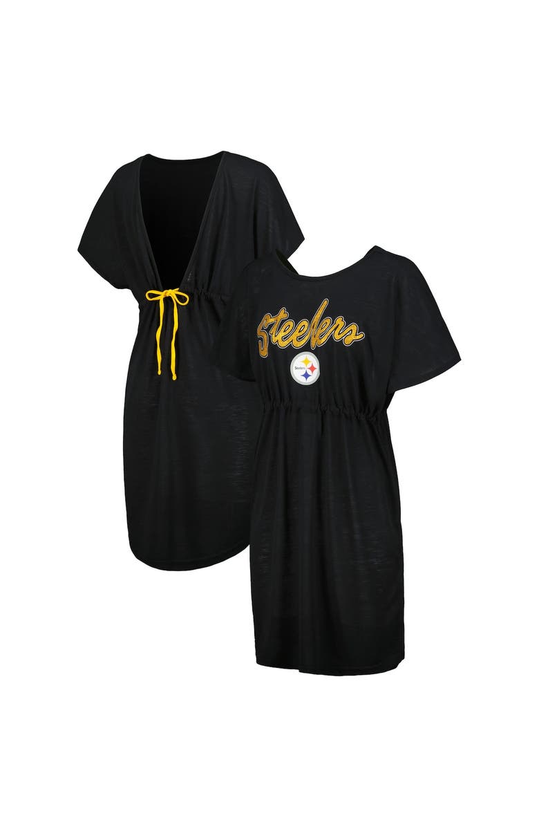 G-III 4HER BY CARL BANKS Women's G-III 4Her by Carl Banks Black Pittsburgh Steelers Versus Swim Cover-Up, Main, color, Black