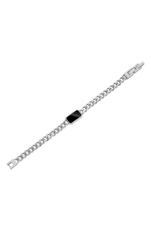 Geoffrey Beene Stainless Steel Semiprecious Stone Curb Chain Bracelet
