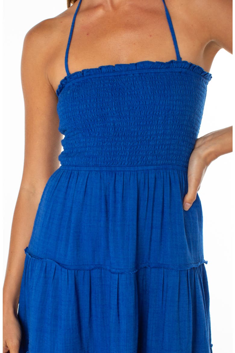 Ellie Smocked Midi Sundress, Alternate, color, SURF THE WEB SOLID