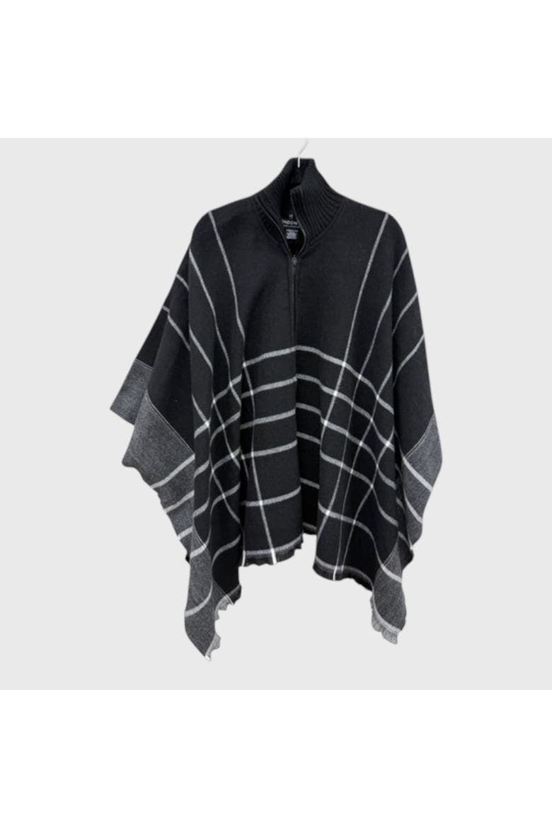 Women's Plaid Ruana, Alternate, color, Black
