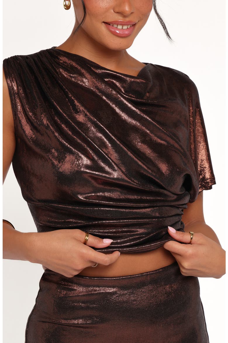Rowyn Metallic Crop Top, Alternate, color, BRONZE