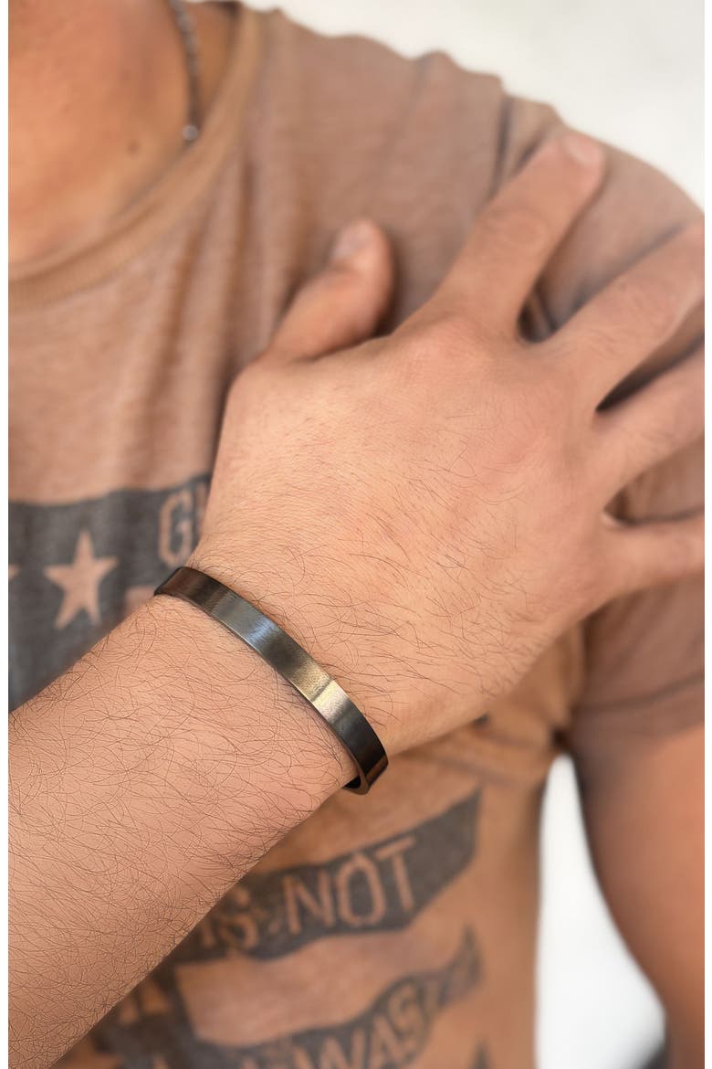 Men's Tarnish Resistant Cuff Bracelet, Alternate, color, BLACK