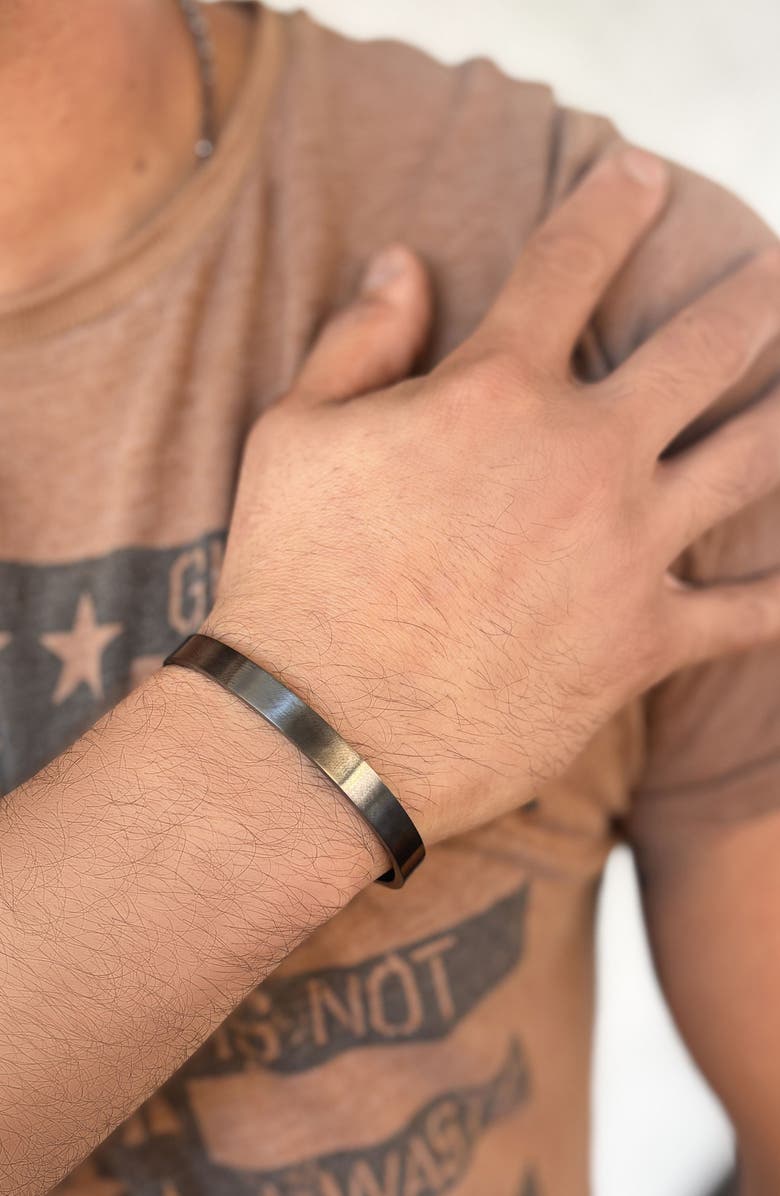 Adornia Men's Tarnish Resistant Cuff Bracelet, Alternate, color, Black